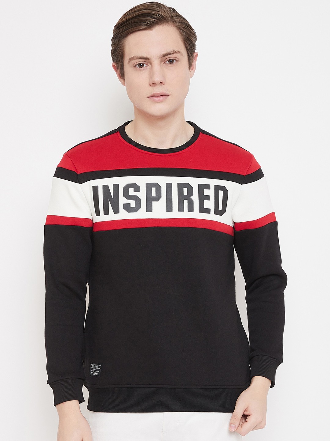 

QUBIC Men Black & Red Typography Printed Sweatshirt