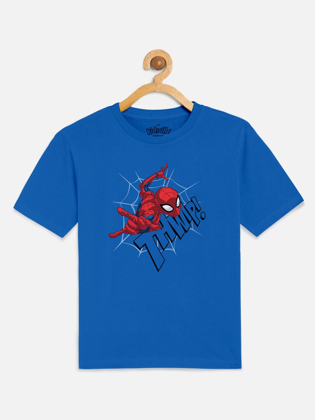 

Kids Ville Boys Blue Spiderman Graphic Printed Pure Cotton T-shirt