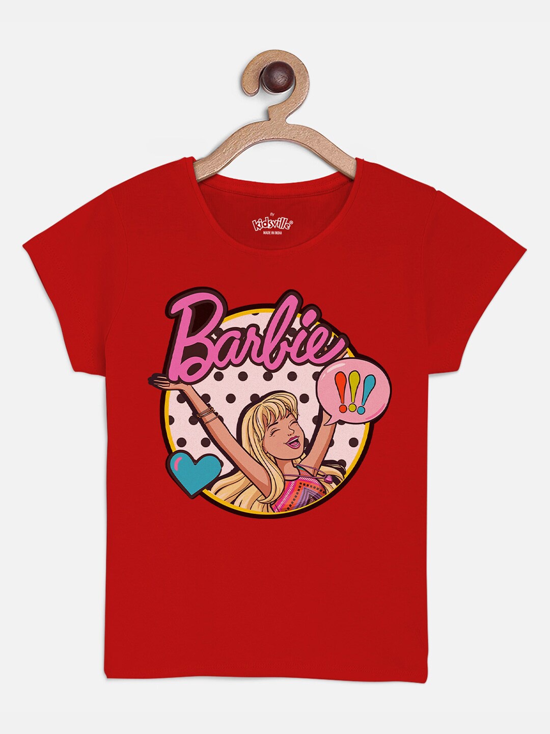 

Kids Ville Girls Red Barbie Printed Pure Cotton T-shirt