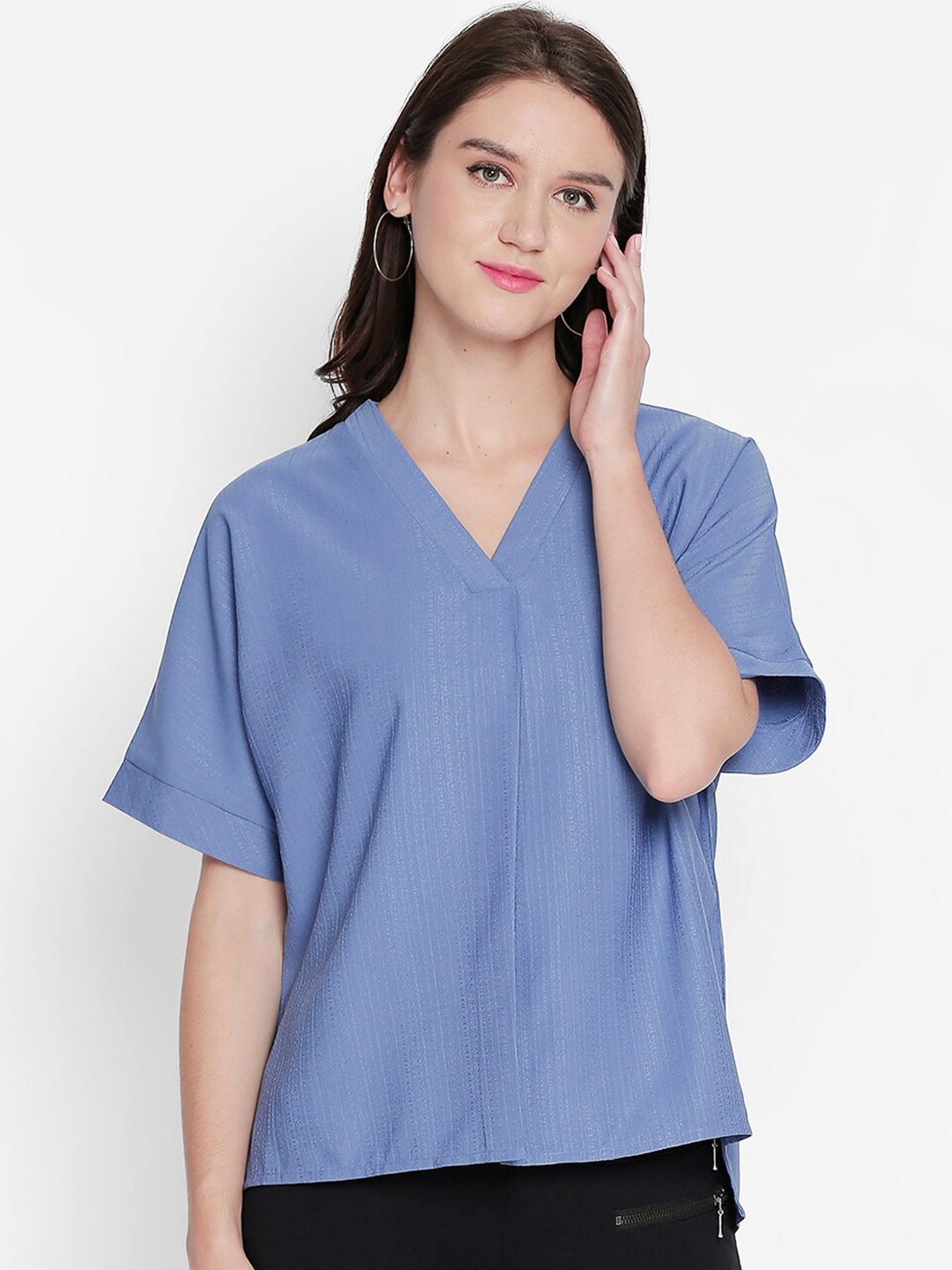 

Annabelle by Pantaloons Blue Flared Sleeve Regular Top