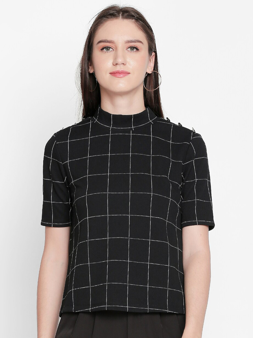 

Annabelle by Pantaloons Black Checked Regular Top