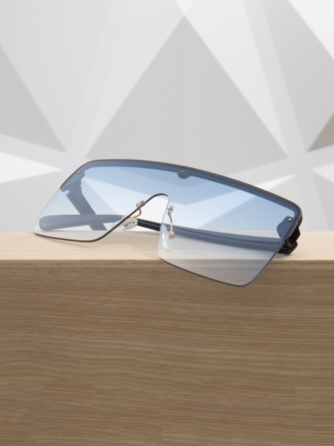 

Ted Smith Unisex Blue Lens & Black Square Sunglasses With UV Protected Lens