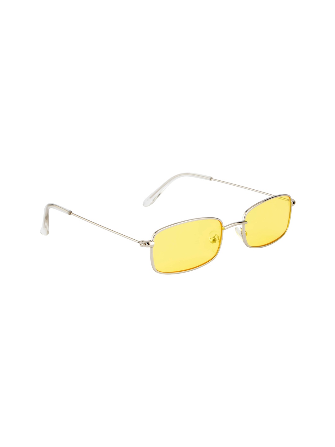 

Ted Smith Unisex Yellow Lens & Silver-Toned Rectangle Sunglasses With UV Protected Lens