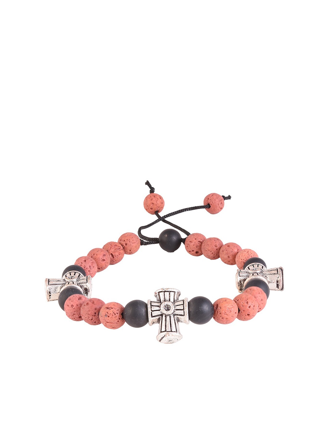 

Tistabene Men Silver-Toned & Red Silver-Plated Elasticated Bracelet