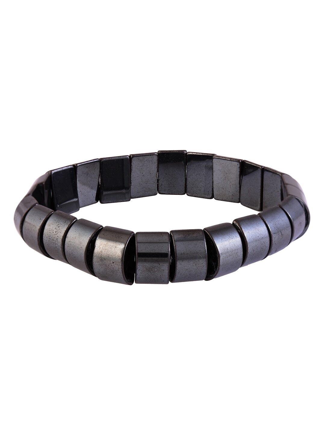 

Tistabene Men Black Rhodium-Plated Metallic Streachable Elasticated Bracelet