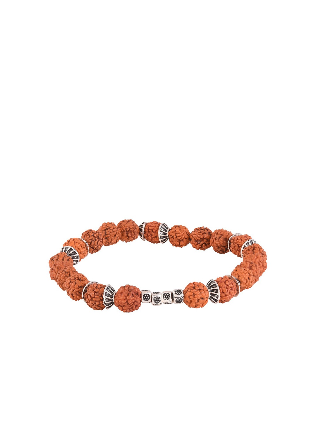 

Tistabene Men Oxidised Silver Plated & Brown Rudraksha Elasticated Bracelet