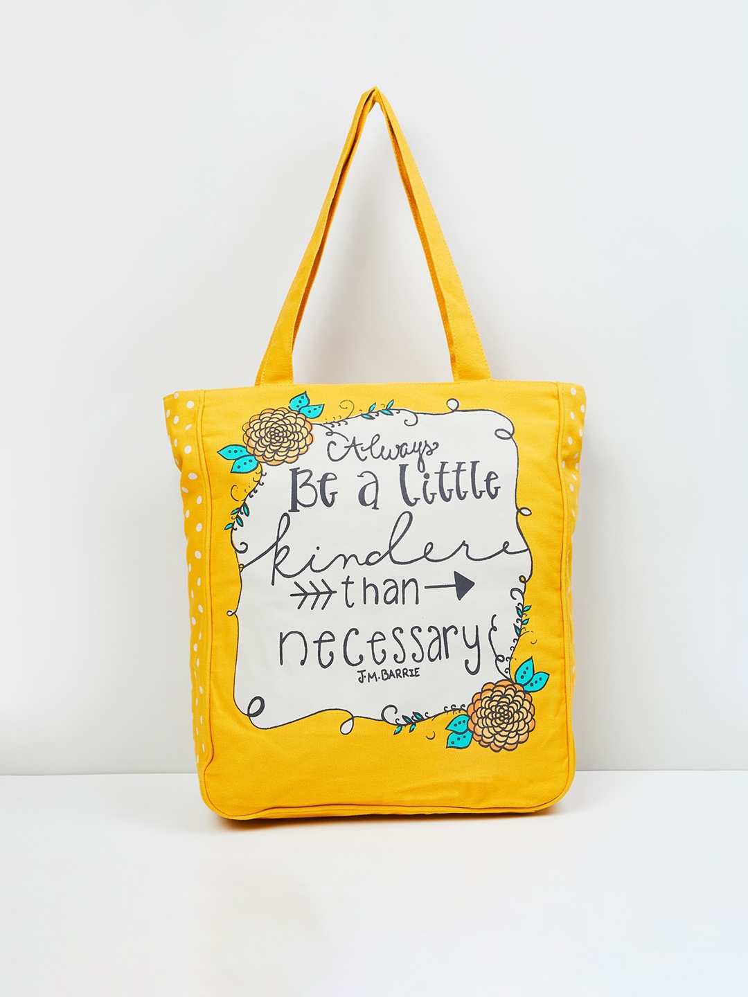 

max Mustard & Off White Typography Printed Shoulder Bag