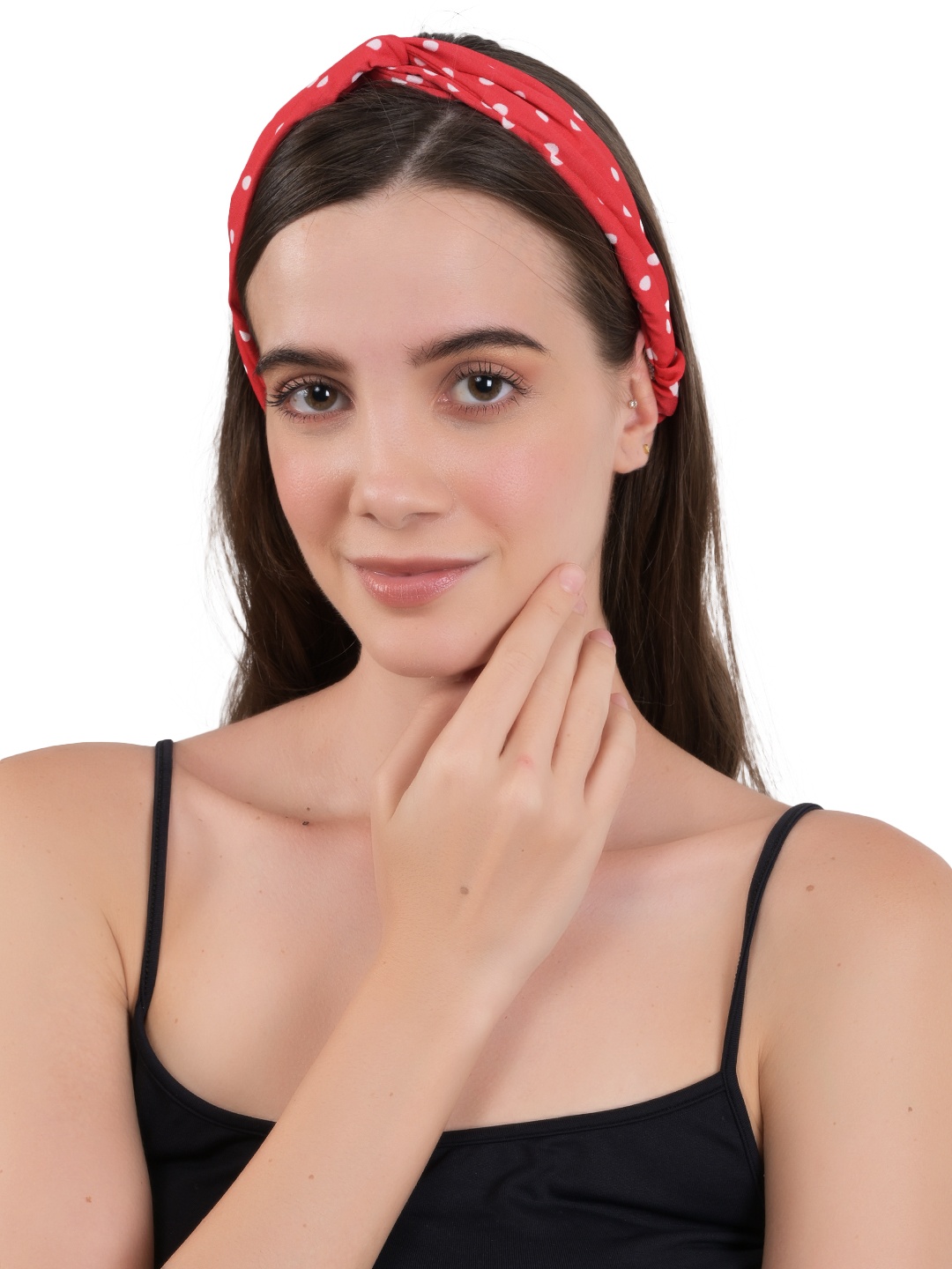 

BuckleUp Women Red & White Polka Dots Printed Hairband