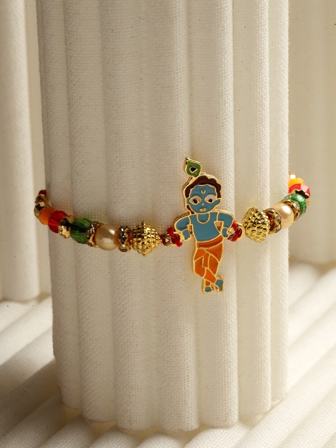 

PANASH Gold-Toned Shri Krishna Designer Rakhi, Multi