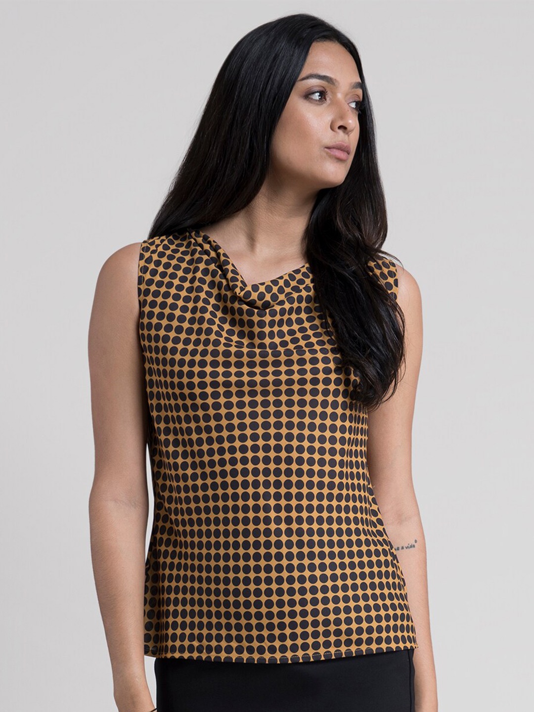 

FableStreet Black Checked Regular Top
