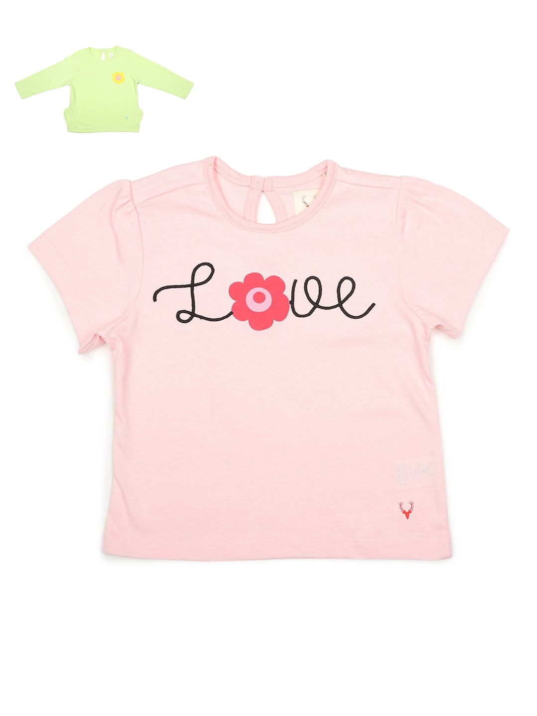 

Allen Solly Junior Girls Pink & Green Set Of 2 Printed Puff Sleeves T-shirt