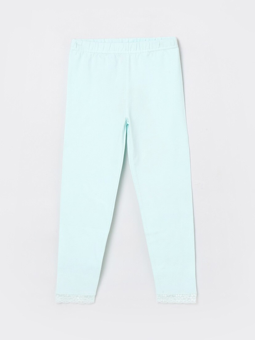 

max Girls Turquoise Blue Solid Ankle-Length Leggings