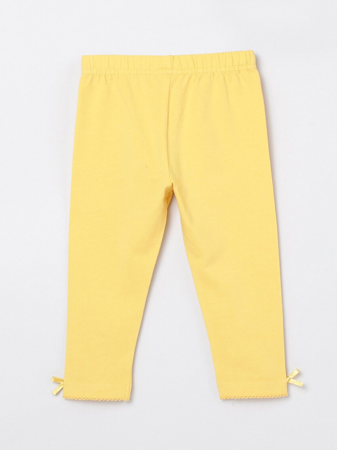 

max Girls Yellow Solid Ankle-Length Leggings