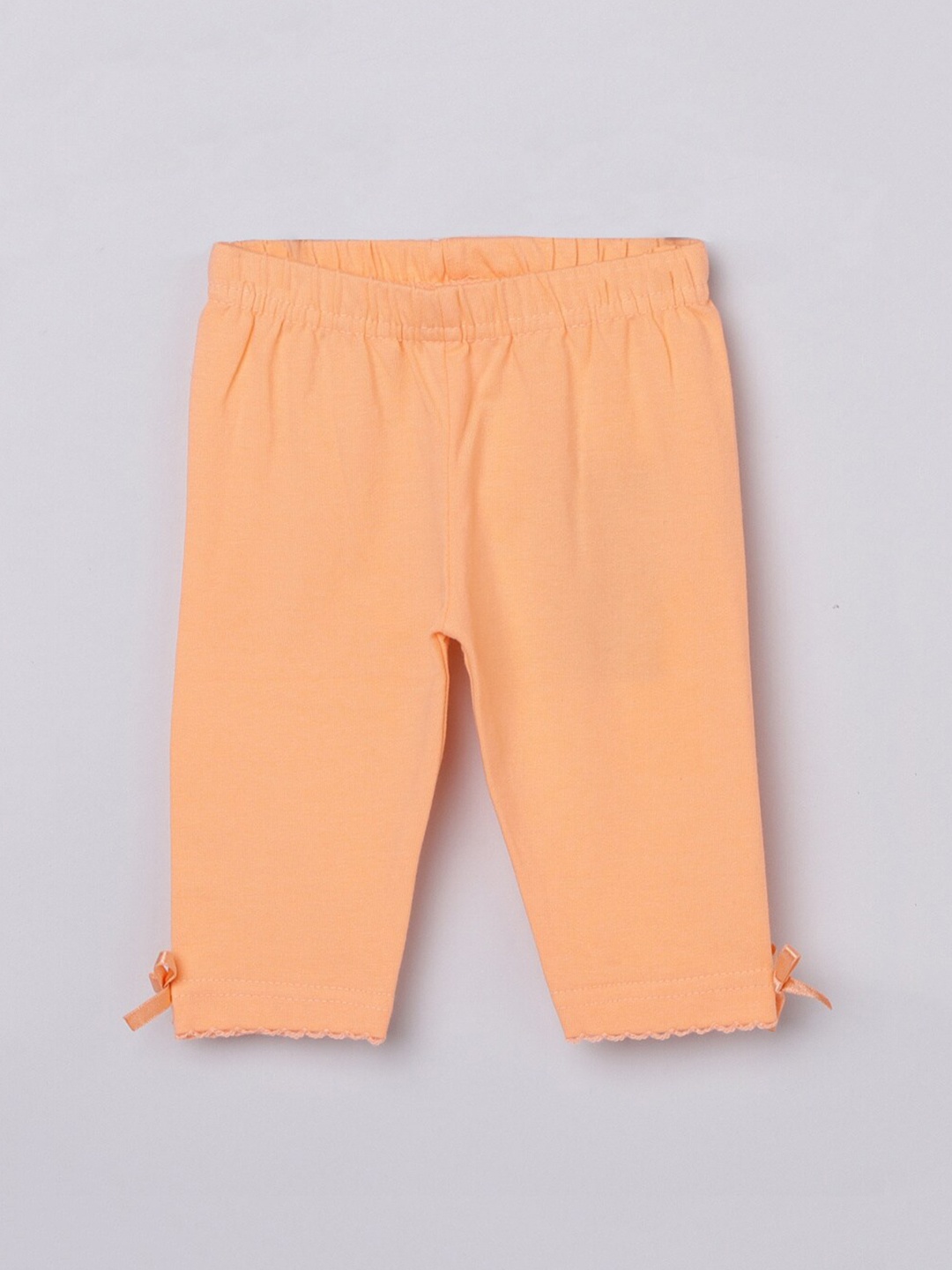 

max Infant Girls Orange Solid Ankle-Length Leggings