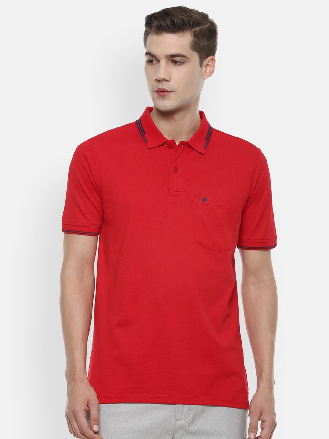 

Louis Philippe Men Red Polo Collar T-shirt
