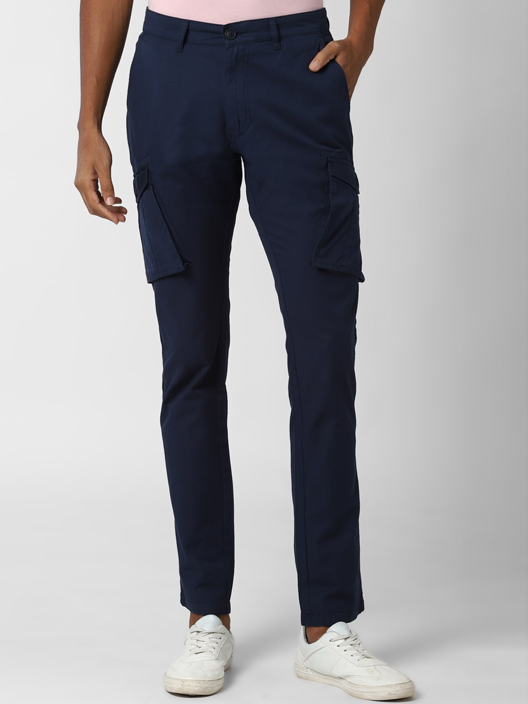 

Peter England Casuals Men Navy Blue Cargos Trousers