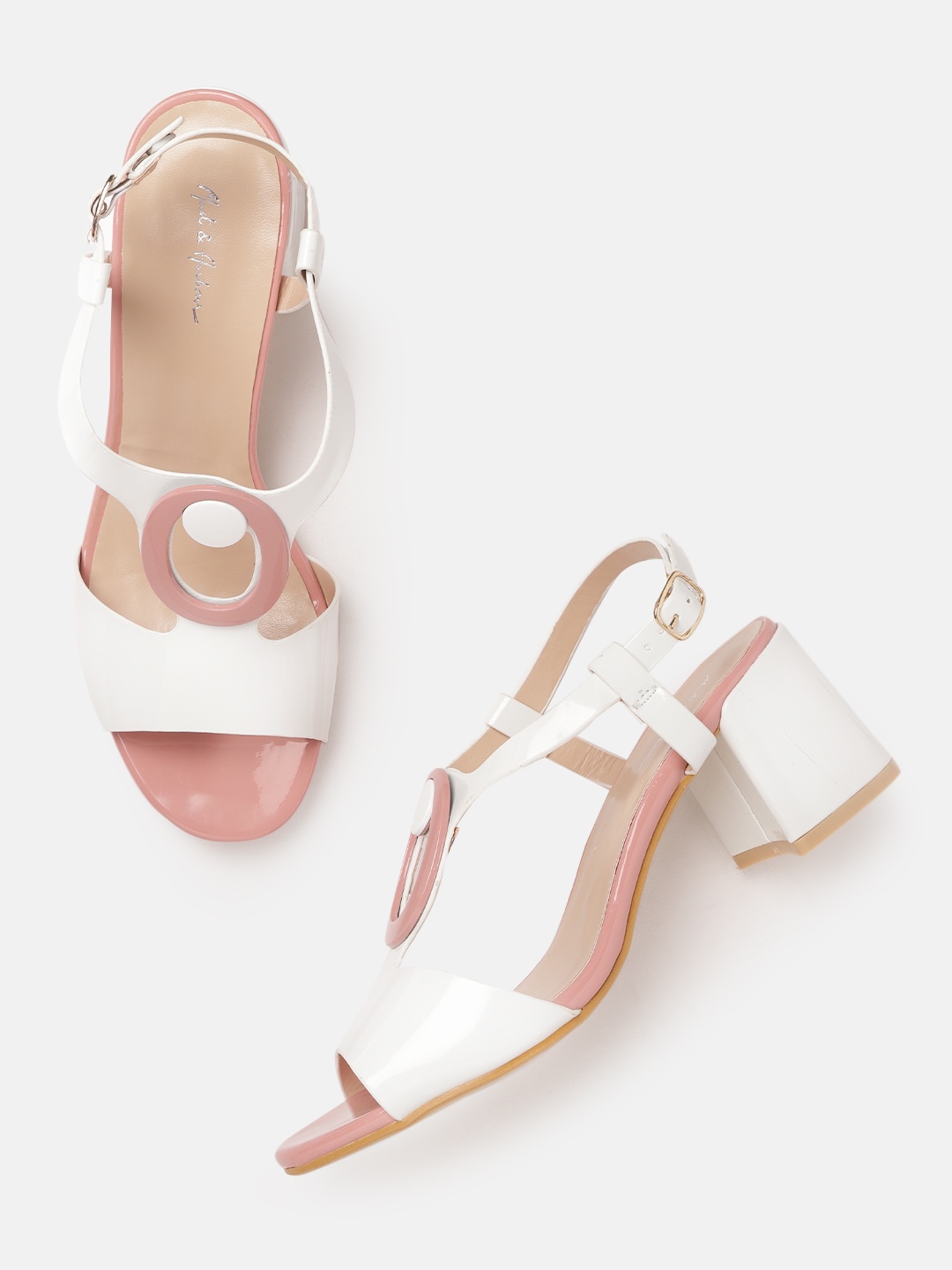 

Mast & Harbour White & Pink Solid Cut-Out Block Heels
