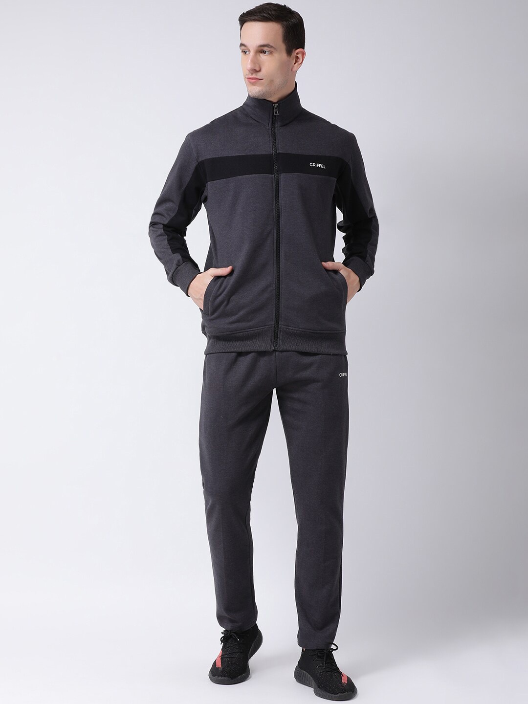 

GRIFFEL Men Charcoal Grey Cotton Tracksuit