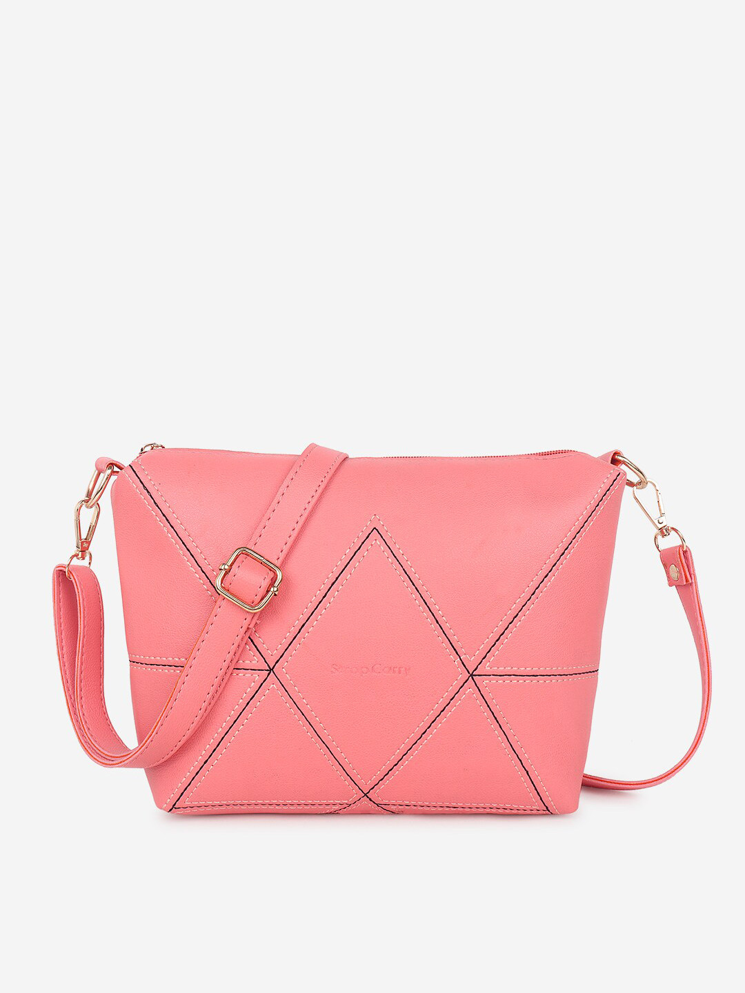 

Stropcarry Orange Geometric Textured Structured Sling Bag