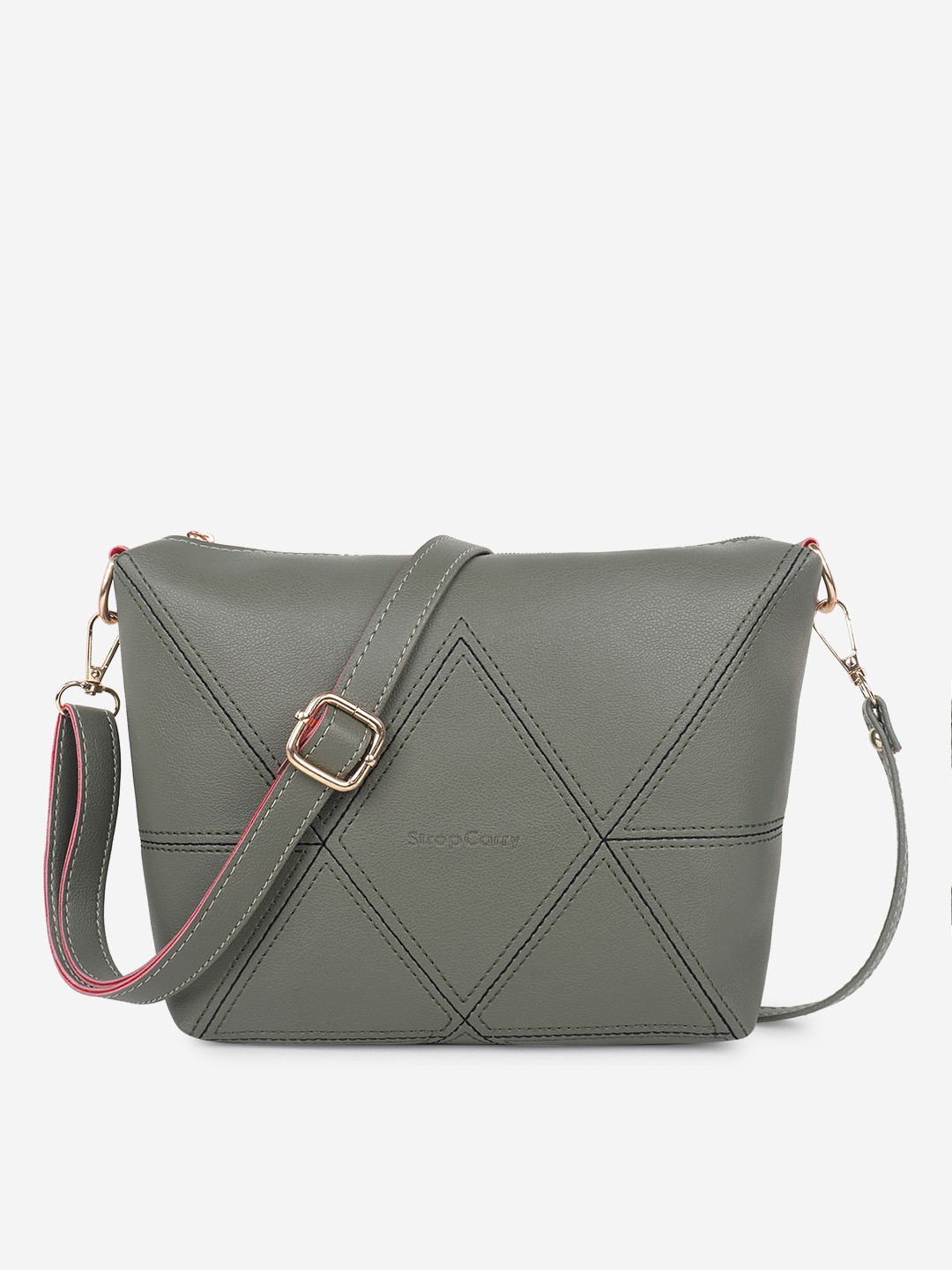 

Stropcarry Green Geometric Textured Sling Bag
