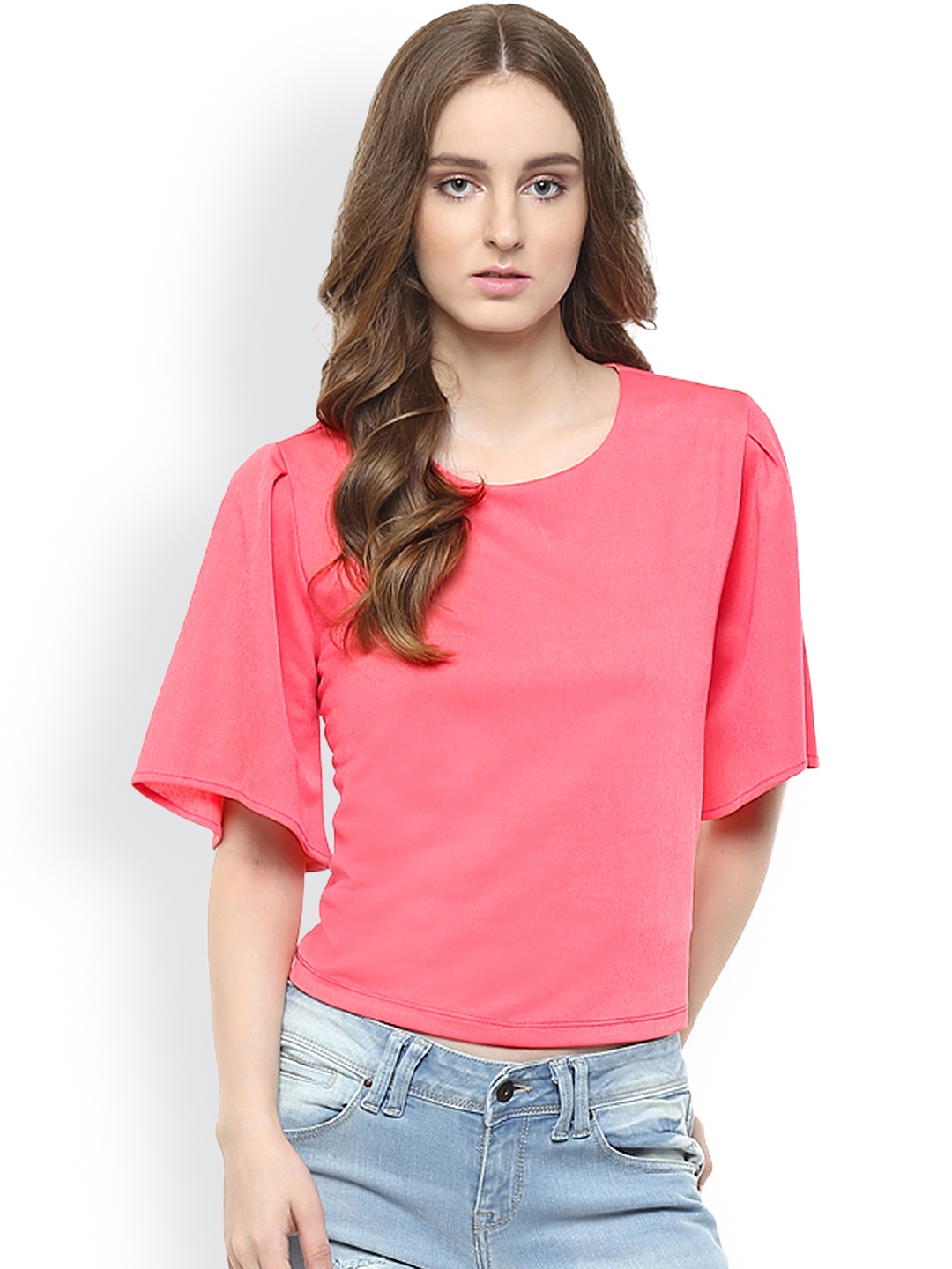 

Harpa Women Pink Solid Regular Top