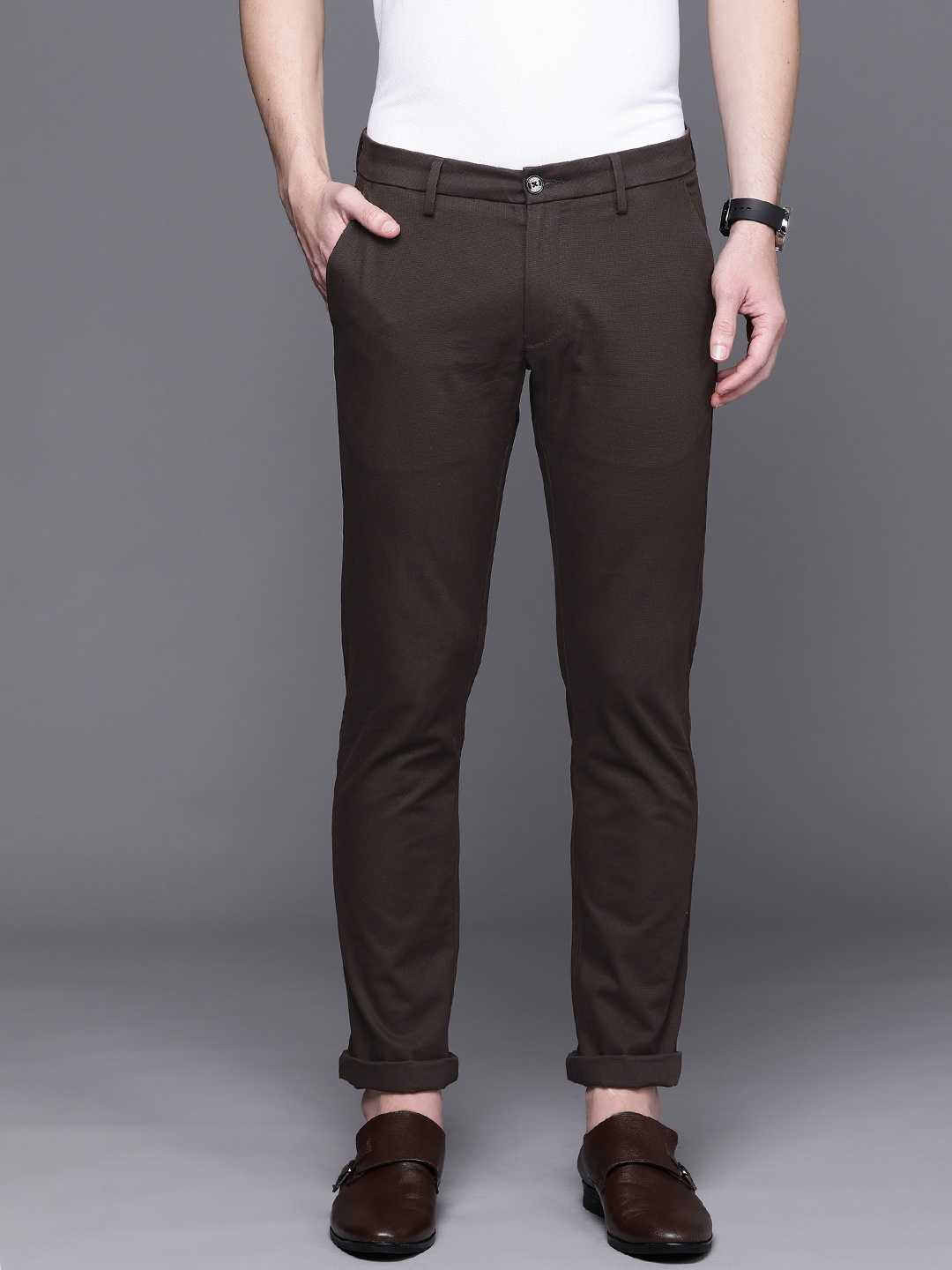

Allen Solly Men Brown Slim Fit Trousers