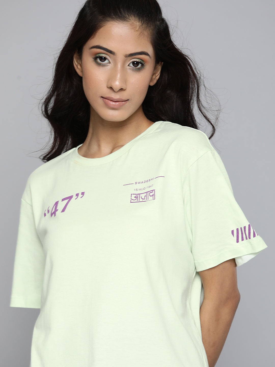 

Kook N Keech Unisex Green & Lavender Pure Cotton Independence Theme Printed Detail T-shirt