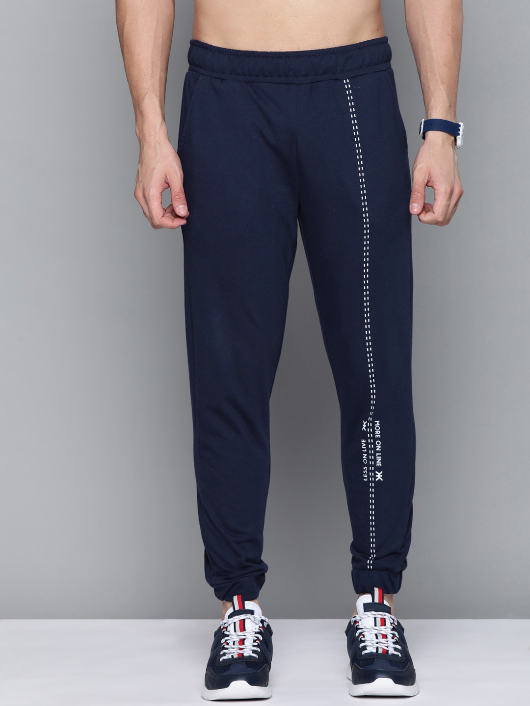 

Kook N Keech Men Navy-Blue Printed Regular Fit Joggers