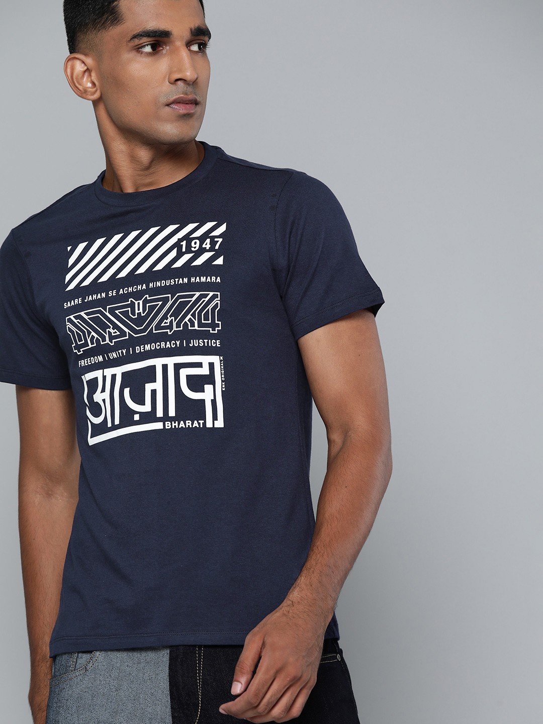 

Kook N Keech Unisex Navy Blue Pure Cotton Independence Theme Printed Pure Cotton T-shirt