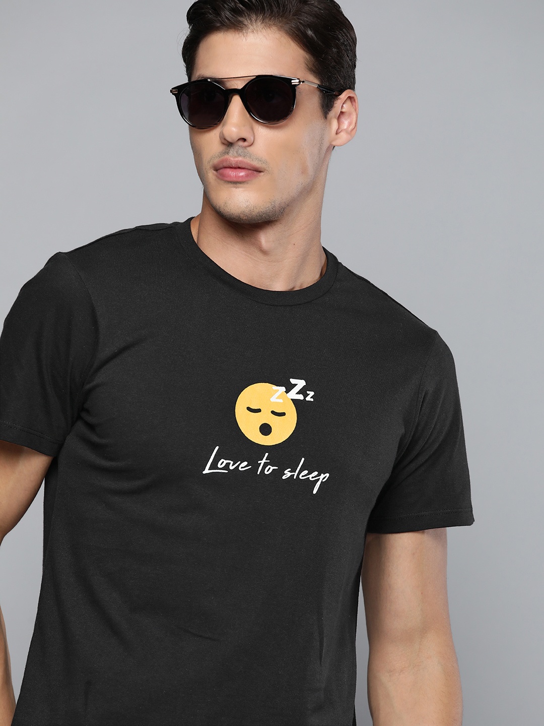 

Kook N Keech Emoji Men Black Pure Cotton Printed T-shirt