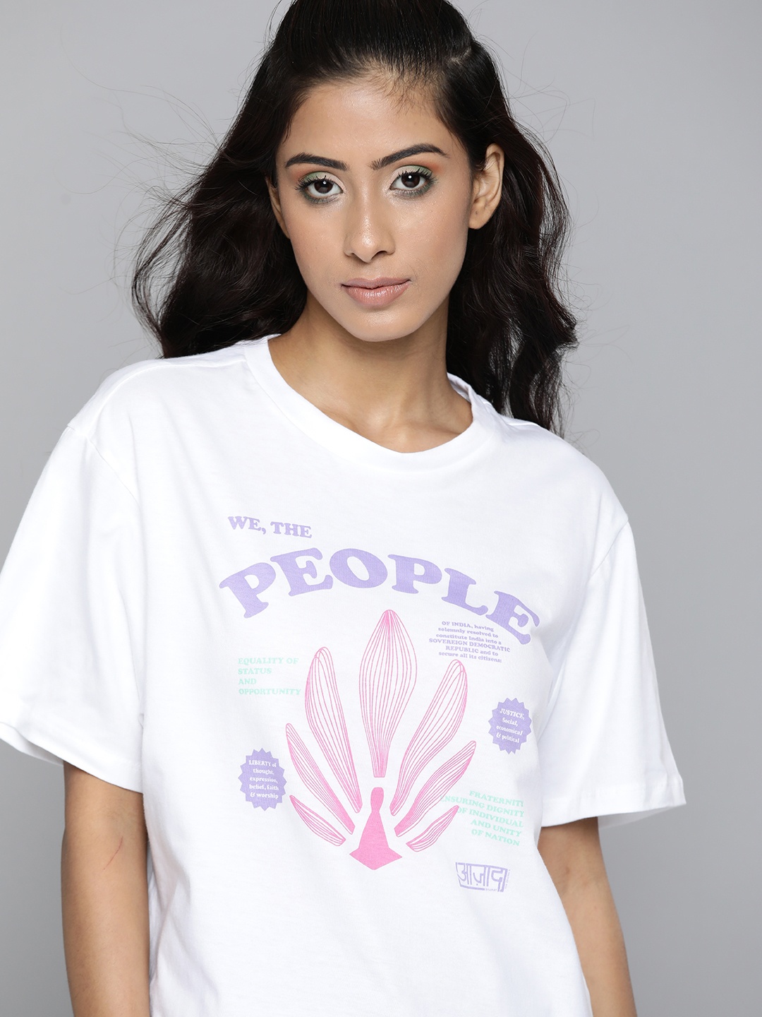 

Kook N Keech Unisex White & Purple Independence Theme Printed Pure Cotton T-shirt