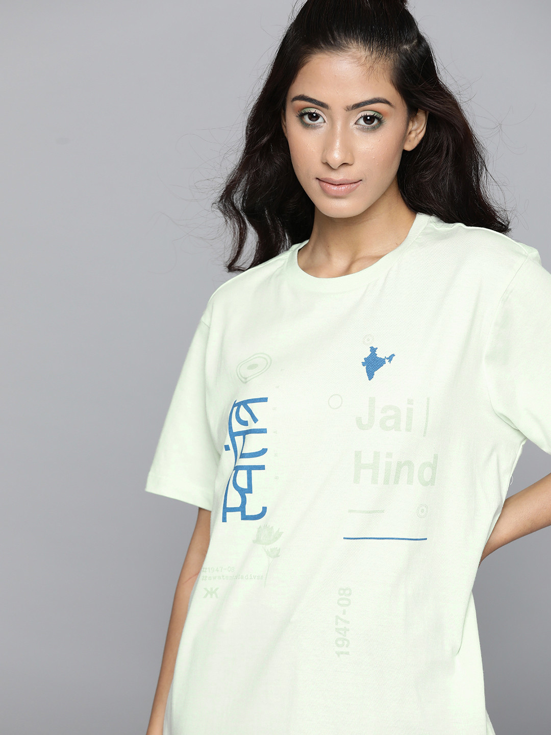

Kook N Keech Unisex Green & Blue Independence Theme Printed Pure Cotton T-shirt