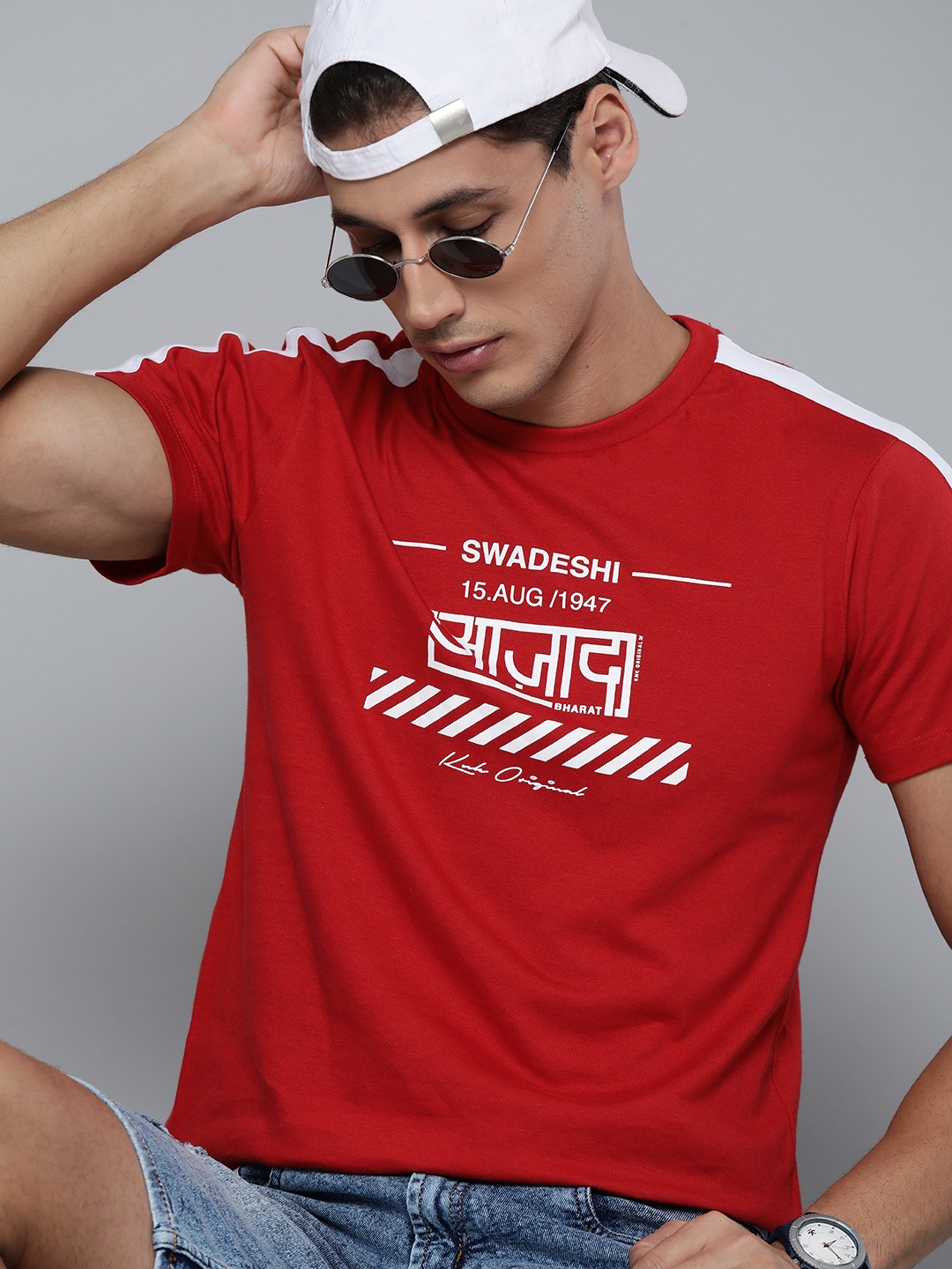 

Kook N Keech Unisex Red & White Pure Cotton Typography Printed T-shirt