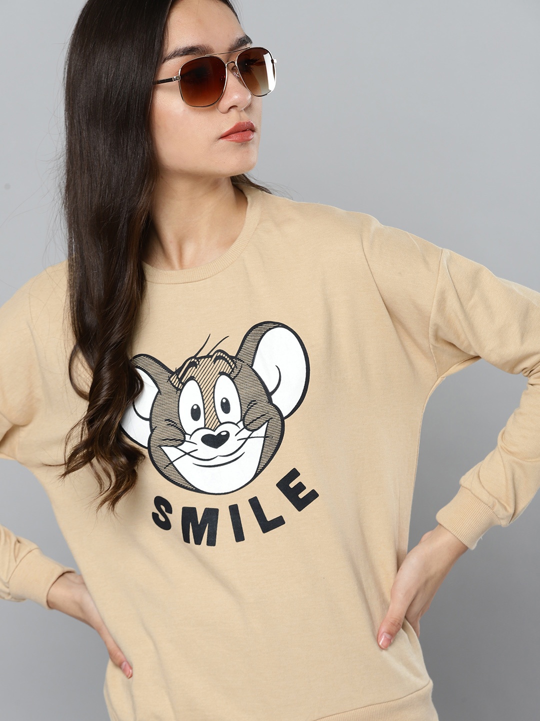 

Kook N Keech Toons Women Beige & White Jerry Printed Sweatshirt