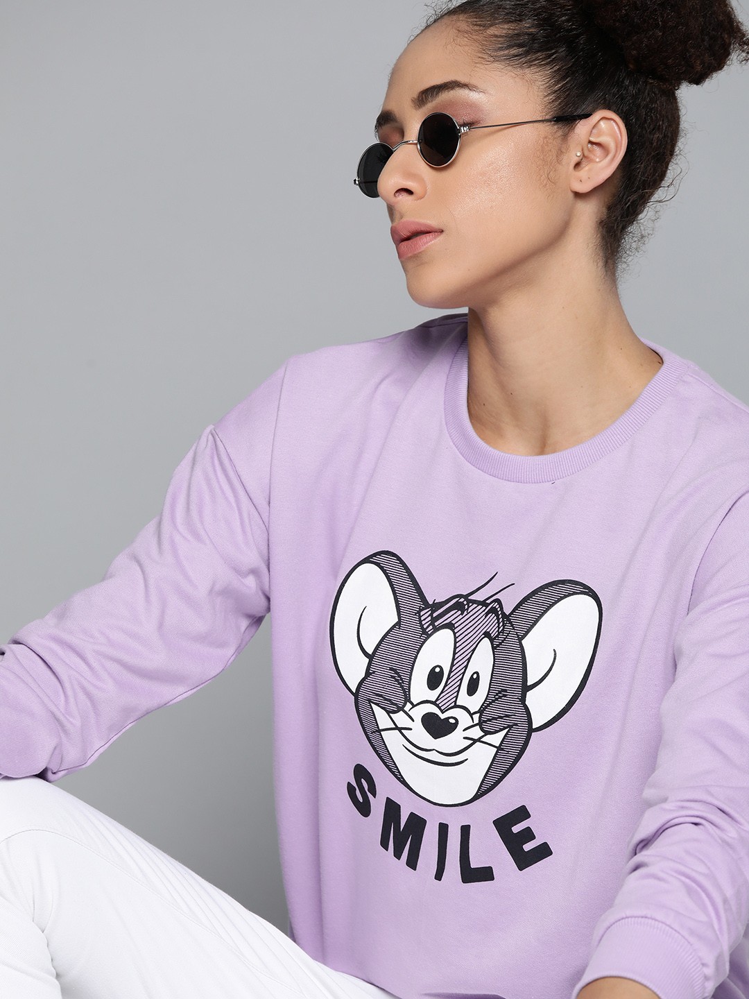 

Kook N Keech Toons Women Lavender & Black Jerry Print Sweatshirt