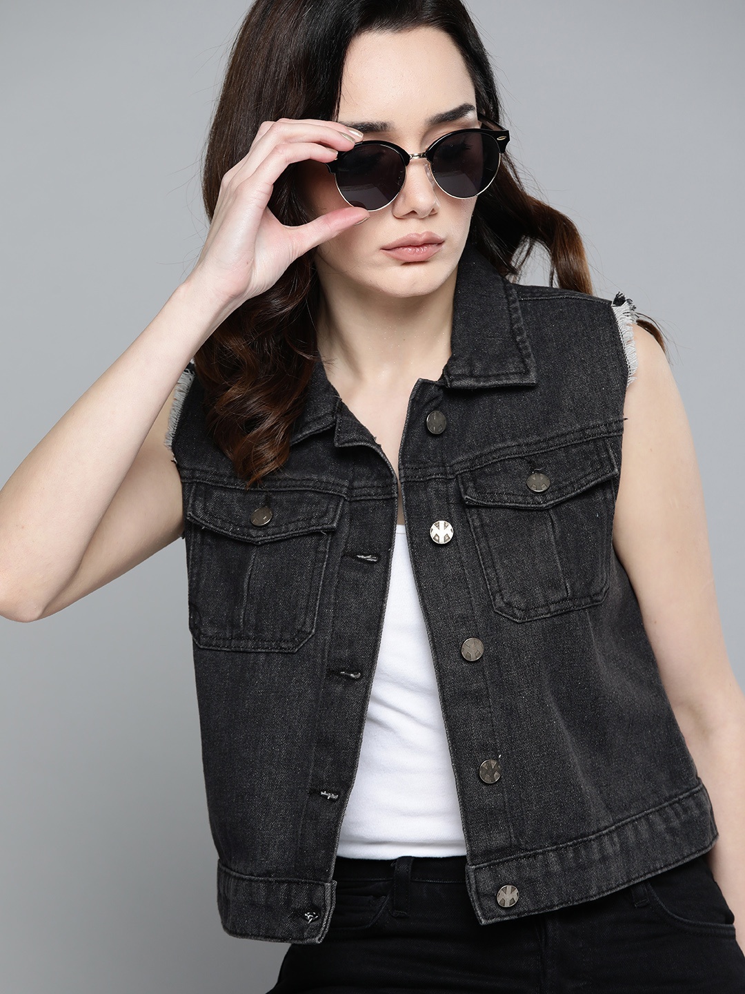 

Kook N Keech Women Charcoal Denim Jacket