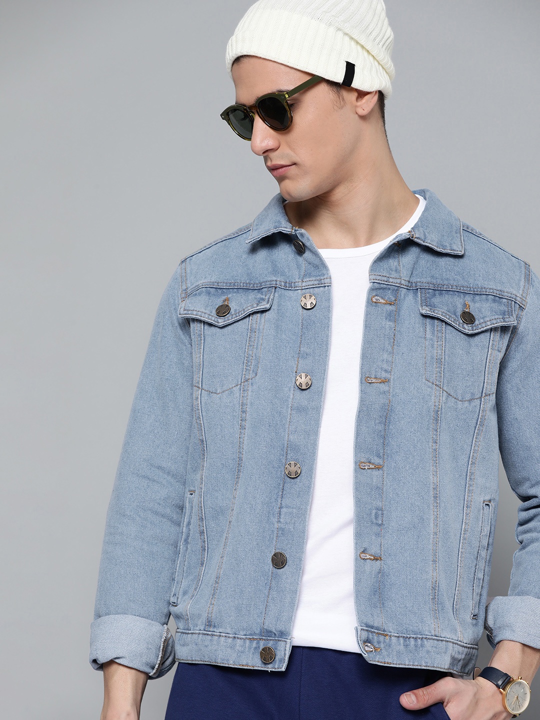 

Kook N Keech Men Blue Pure Cotton Denim Jacket