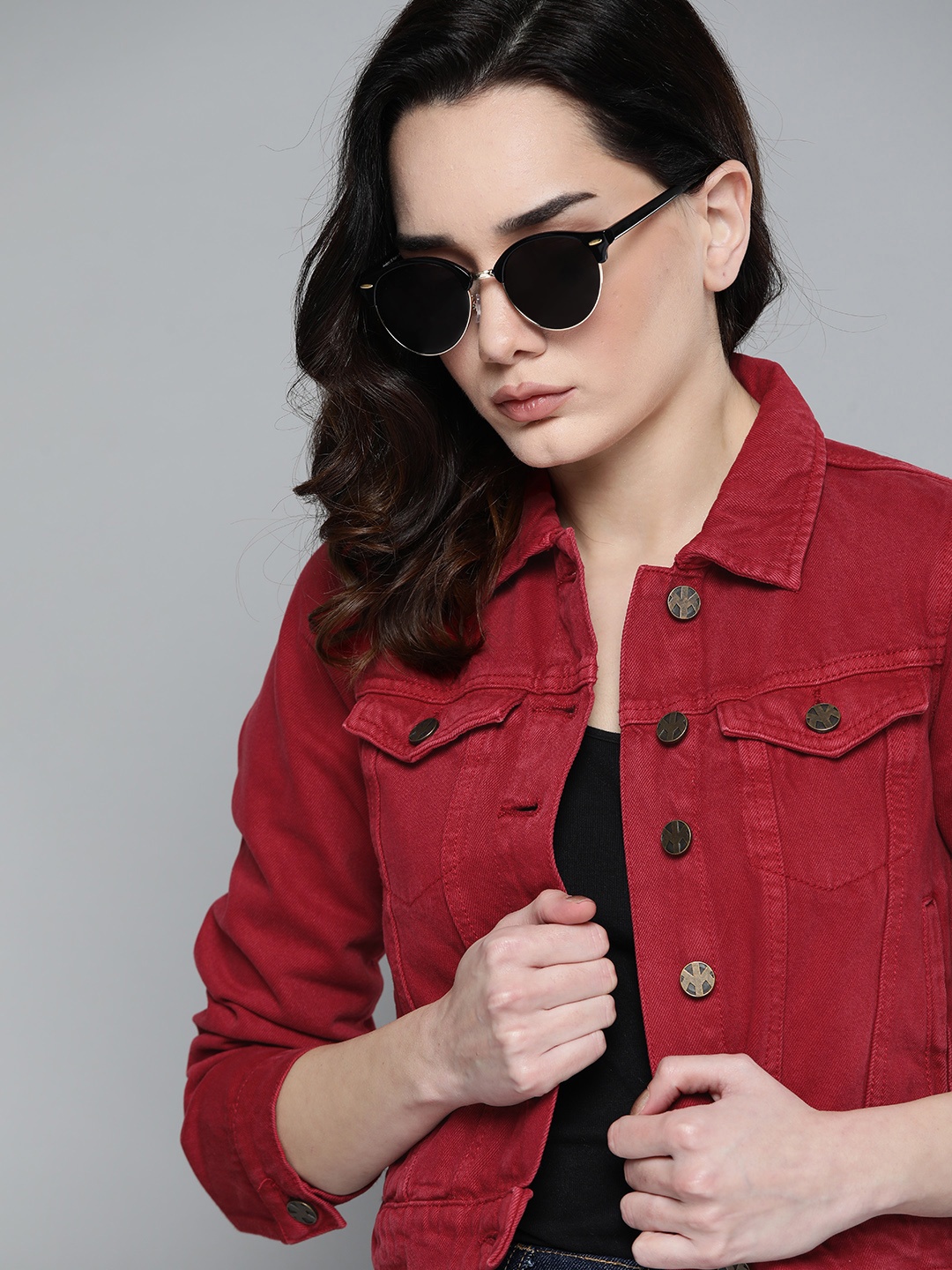 

Kook N Keech Women Red Denim Jacket