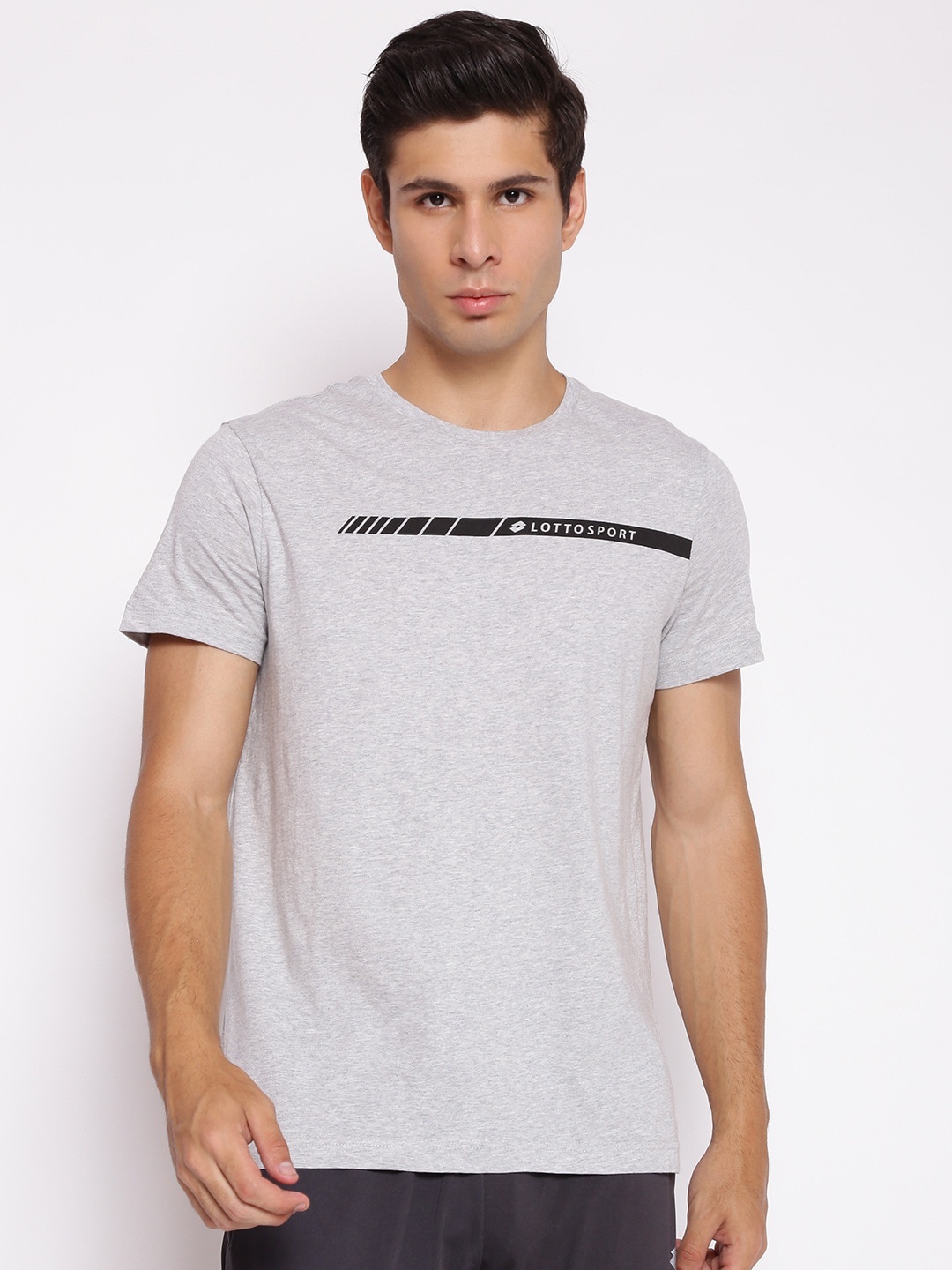 

Lotto Men Grey Typography Raw Edge T-shirt