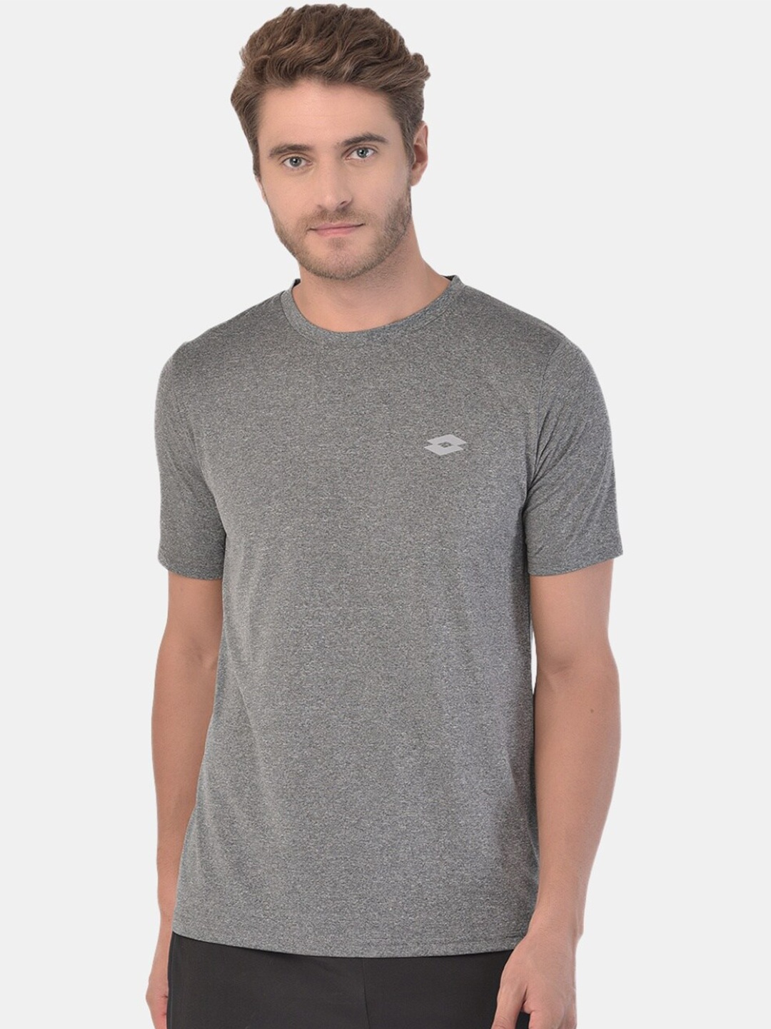 

Lotto Men Grey Sports Round Neck T-shirt