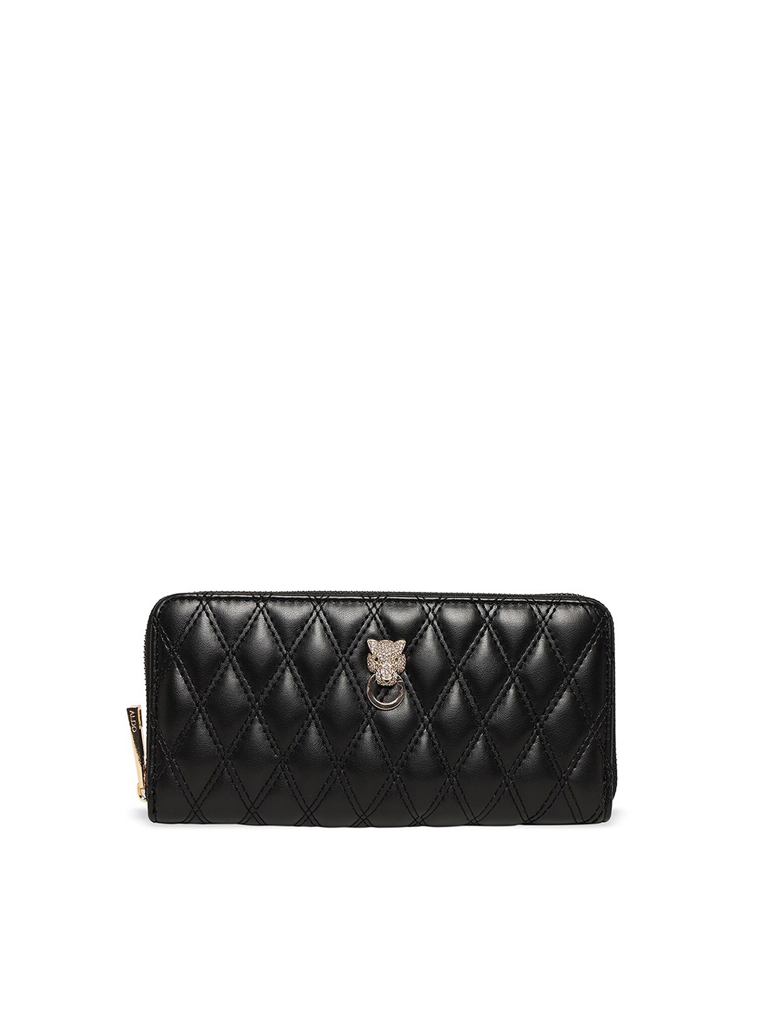 

ALDO Women Black Quilted Zip-Around Wallet