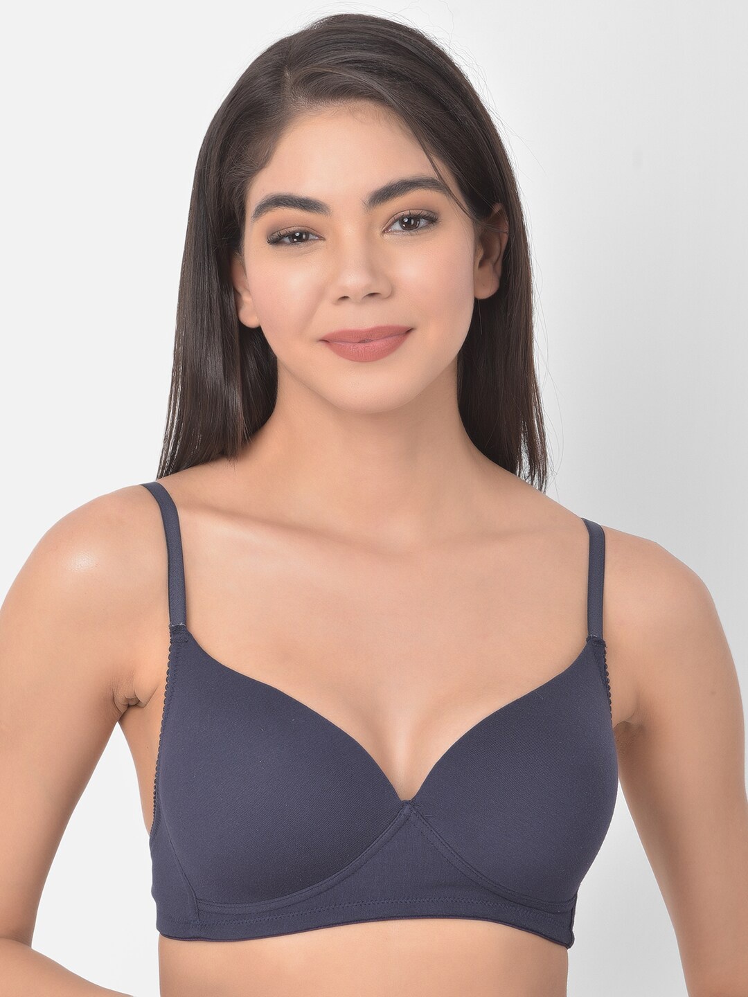 

Clovia Navy Blue Plunge Bra-Half Coverage Heavily Padded BR2235P0832B