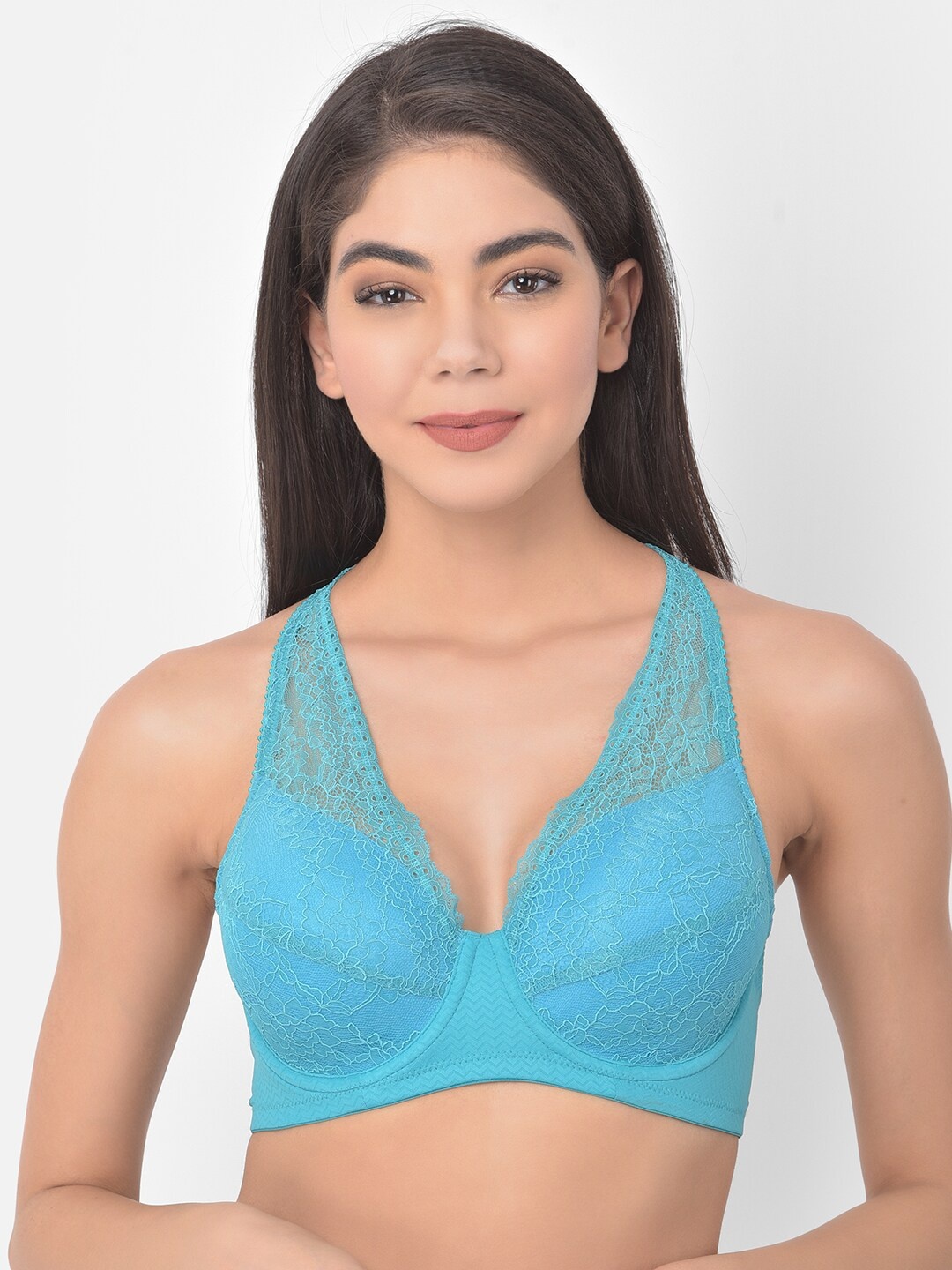 

Clovia Padded Underwired Demi Cup Halter-Neck Bridal Bralette, Blue