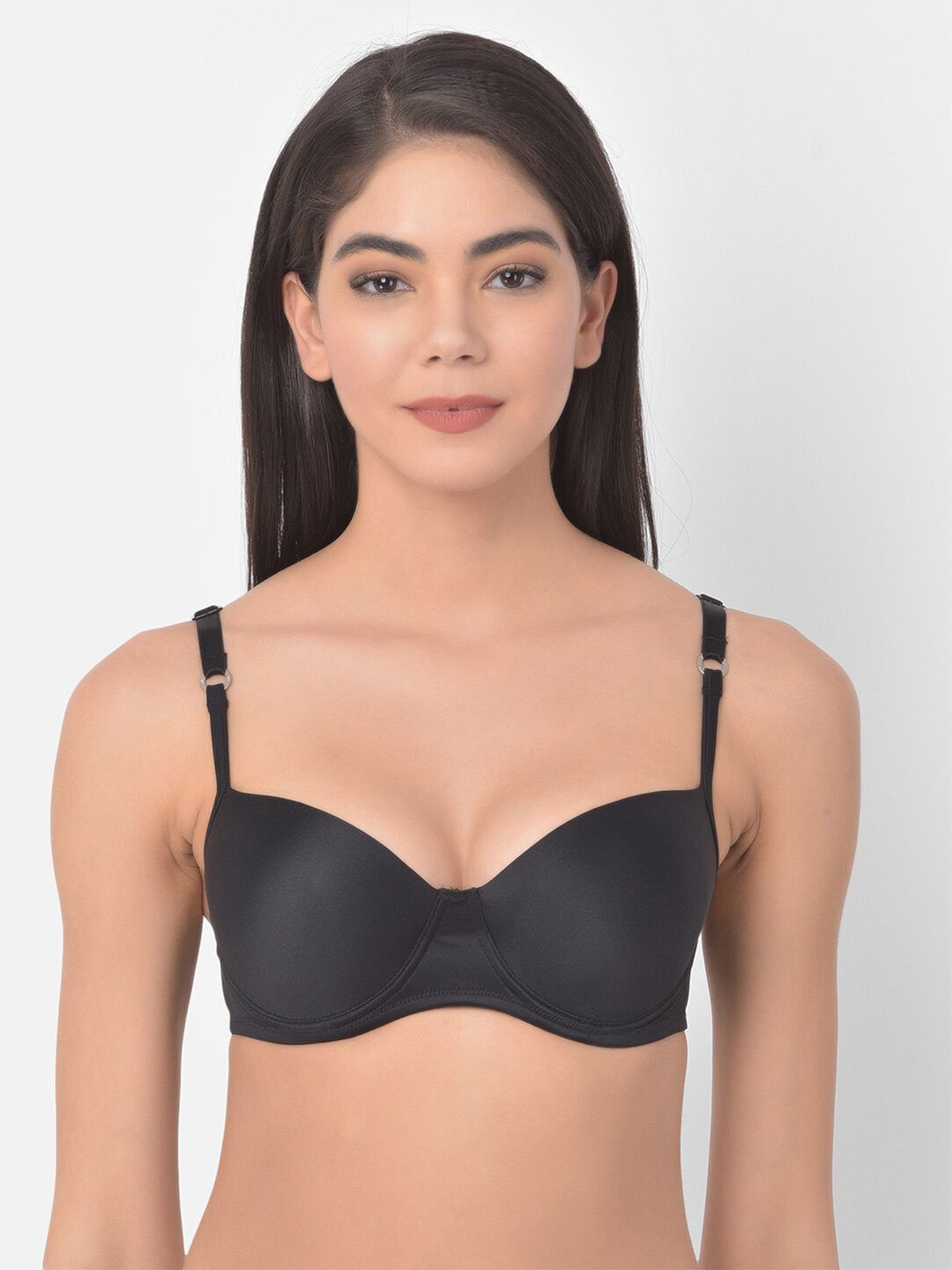 

Clovia Black Push-Up Bra-Half Coverage Underwired Heavily Padded BR2236P1332B