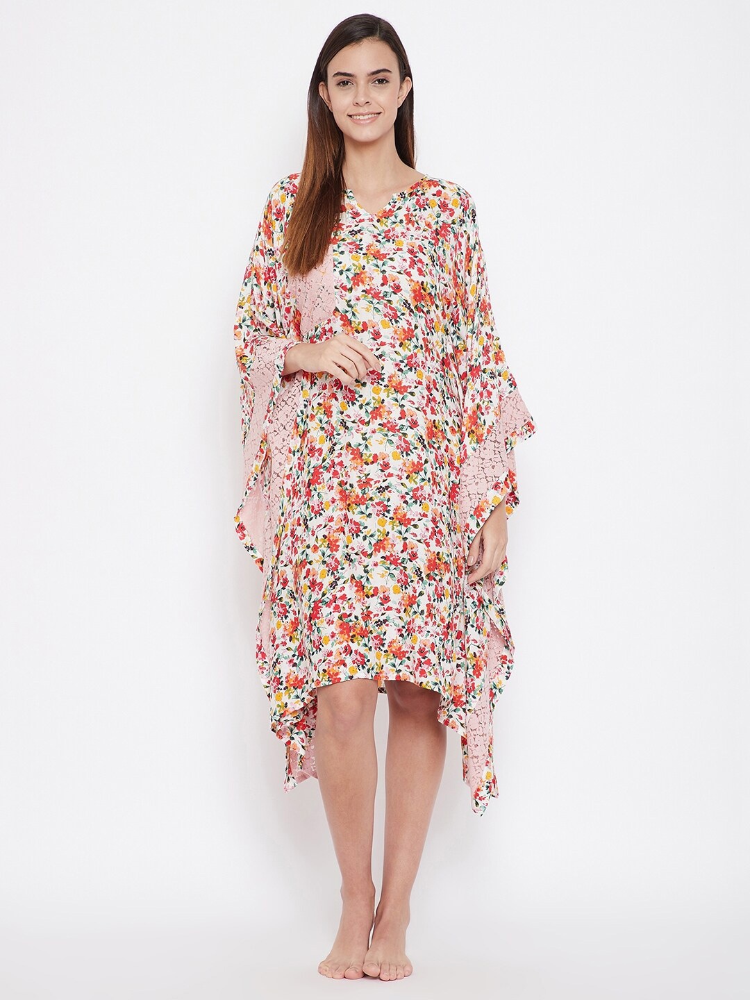 

The Kaftan Company White Printed Nightdress