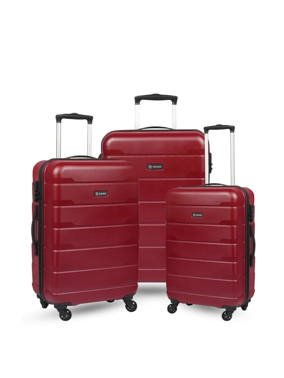

Set of 3 Red Textured Hard-Sided Dublin Trolley Suitcases