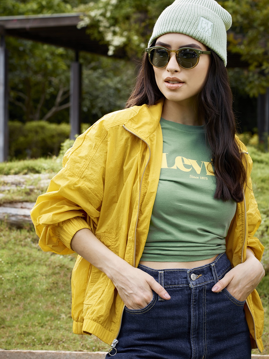 

Levis Women Yellow Solid Bamboo Sporty Jacket