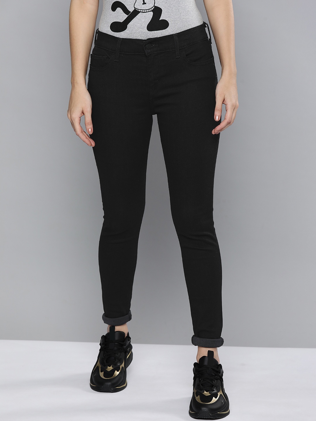 

Levis Women Black Super Skinny Fit Mid-Rise Stretchable Jeans