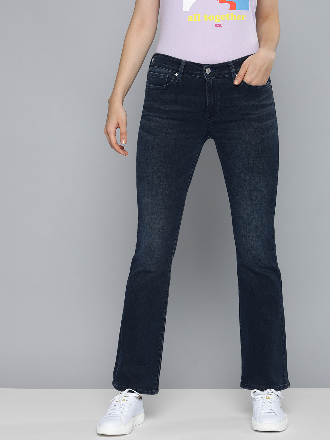 

Levis Women Navy Blue 715 Bootcut Light Fade Stretchable Jeans