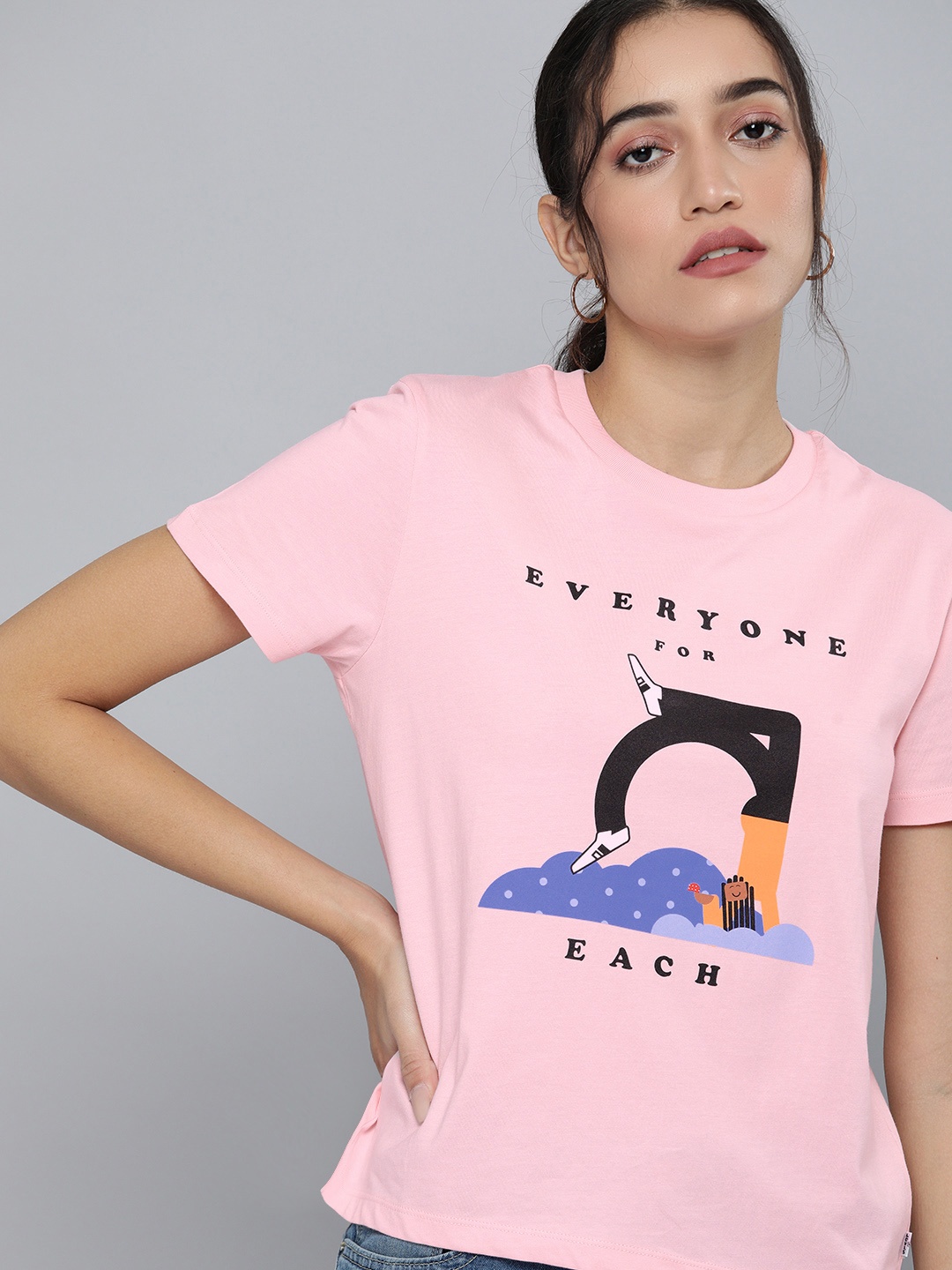 

Levis Women Pink Printed Pure Cotton T-shirt